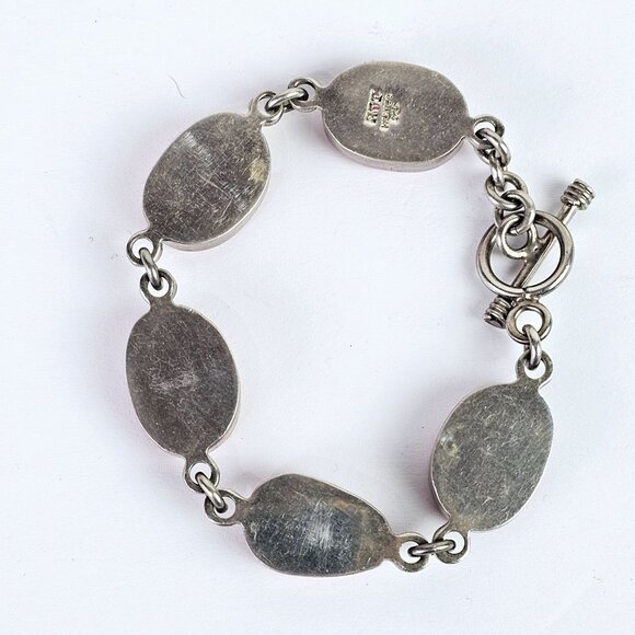 Vintage ATI Mexico .925 Silver Coral Toggle Bracelet, 7.5" - Picture 3 of 6